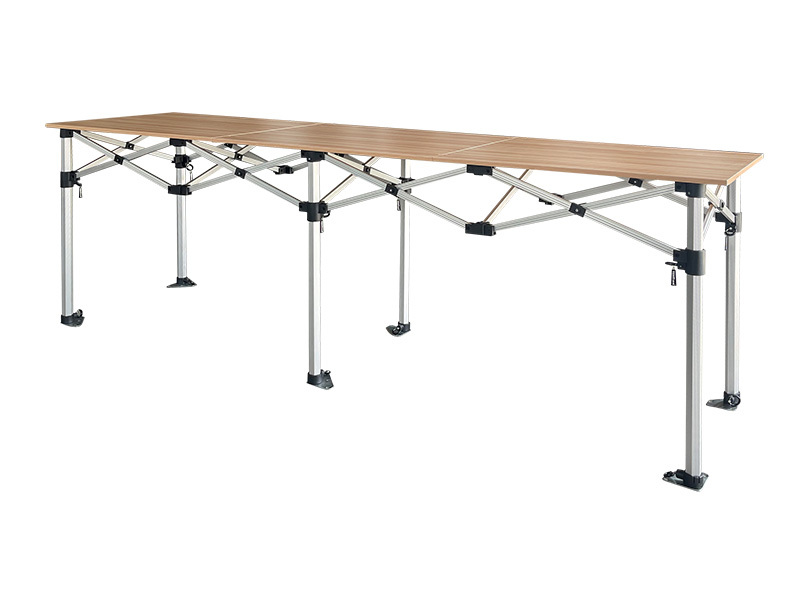 Aluminium Theke extra stark mit Holzplatte, faltbar, 300 x 75 cm